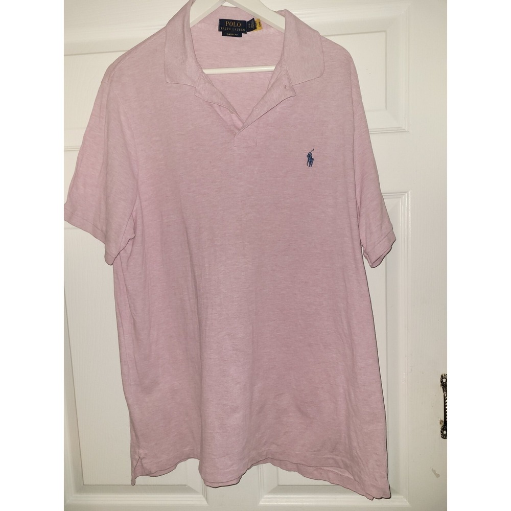 Polo Ralph Lauren Classic Fit Mesh Polo Shirt Pink Heather Size XL